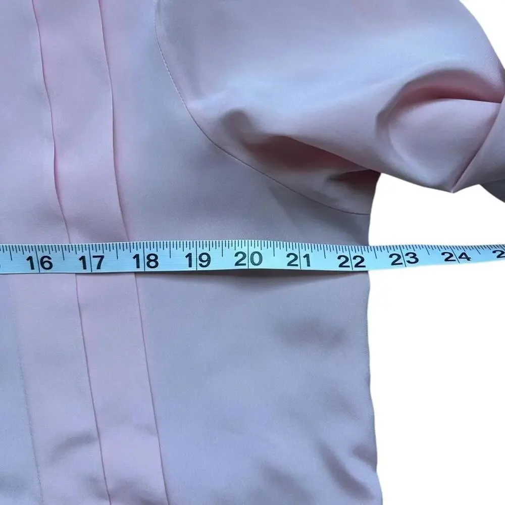 VTG Pink Blouse Pleated Shirt Button Down Size 14 Romantic Whimsical Secretary